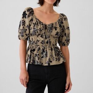 Gap Smocked Shirt Floral Blouse - Size Medium